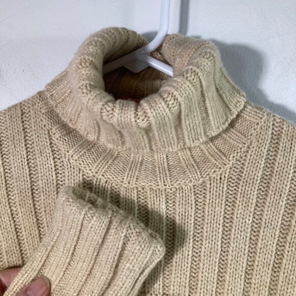 Womens Tory Burch‎ Turtleneck Cable Knit Sweater Tan Gray S - Picture 3 of 10